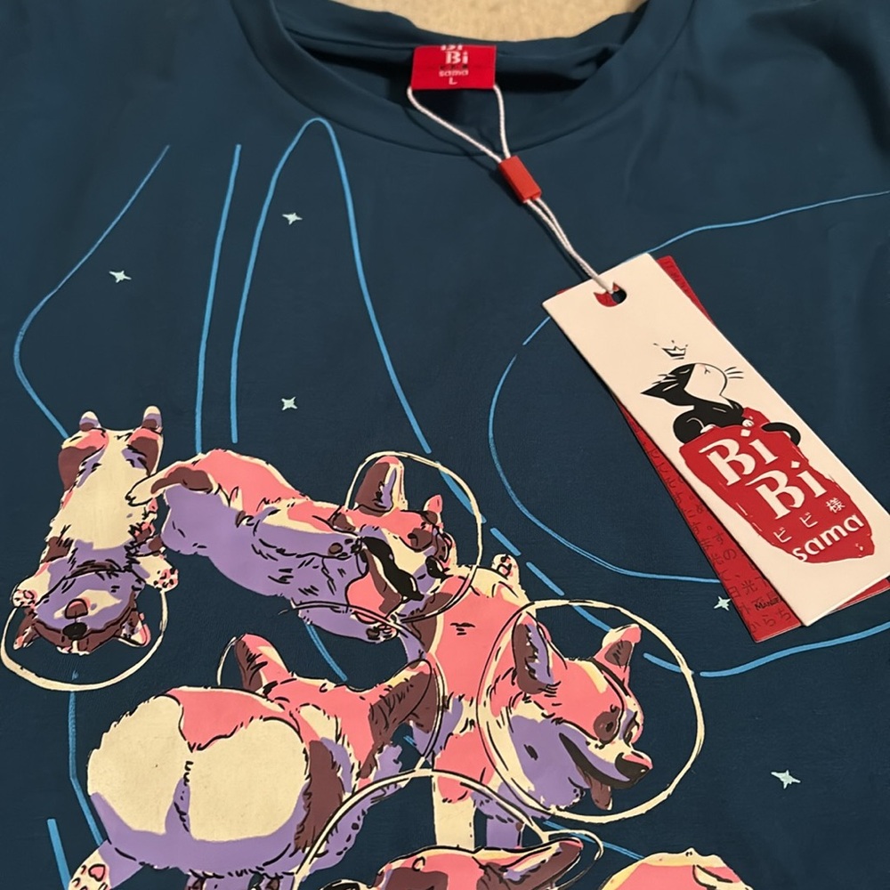 Graphic Tee - Blue with Multicolor Design - Picture 1 of 6